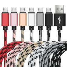 Оптовая продажа, 1 м, 3 фута, текстильный V8 Micro USB кабель для зарядки и передачи данных для Samsung Galaxy, HTC, телефонов Xiaomi Micro USB 5pin 2024 - купить недорого