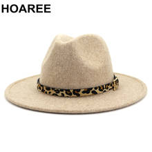 Beige Wool Fedora Hat for Women Men British Style Vintage Wide Brim Fedoras Felt Hat Jazz Leopard Spring Autumn Trilby Cap 2024 - buy cheap