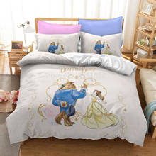 Juego de cama de La Bella y La Bestia para niños, edredón de tamaño individual de princesa Bella, funda nórdica para decoración de dormitorio, juego de cama individual y Queen 2024 - compra barato