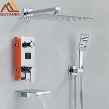 Chrome Bathroom Digital Display Shower Faucet Set Rainfall Shower LCD 2-way Mixer Tap Bathtub Shower System Bath Shower Mixer 2024 - buy cheap