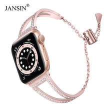 JANSIN Diamond watch Band For Apple Watch 38mm 42mm 40/44mm iwatch band 45mm 41mm SE 6 7 5 Stainless Steel strap Women Bracelet 2024 - buy cheap