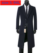 Новое мужское кашемировое пальто, ветрозащитное стильное шерстяное повседневное плотное шерстяное пальто на одной пуговице X-long, высококачественное Женское пальто, размеры 8XL 9XL 2024 - купить недорого