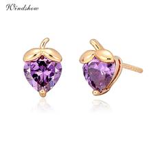6Colors Cute Yellow Gold Color Multi Colors Heart Cut CZ Strawberry Fruit Small Stud Earrings for Girls Kids Child Jewelry Aros 2024 - buy cheap
