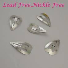 50PCS 5.0cm 2.0" Silver Plain Heart Metal Snap Clip Hairpins Filigree Hair SlidesNickle Free Lead Free for handmade Hair jewelry 2024 - buy cheap