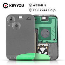 KEYYOU-carcasa de tarjeta de llave de coche remota, 2 botones, con cuchilla para Renault Laguna, con hoja de llave sin cortar, 433 MHz, Chip Pcf7947 2024 - compra barato