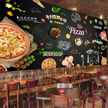 Papel de pared 3D personalizado para aperitivos, Pizza, restaurante de comida rápida occidental, decoración Industrial, Fondo de pared de dibujos animados, Mural 3D 2024 - compra barato