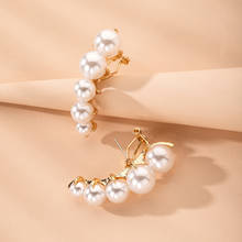 SOHOT Normcore French Trendy Imitation Pearl C Shape Women Stud Earrings European Brand Popular Female Charm Jewelry Brincos 2024 - buy cheap