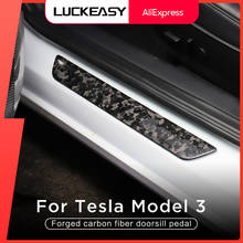 LUCKEASY протектор порога для Tesla Model 3 2017-2020 автомобиля кованые мраморные сухие карбоновые Балки для порога 4 шт./компл. 2024 - купить недорого