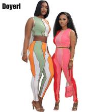 Patchwork 2 Piece Set Women Summer Vacation Outfits Two Piece Set Women Top and Pants Tracksuit Sexy Night Club Party Outfits 2024 - buy cheap