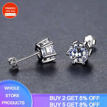 With Certificate Tibetan Silver Earrings Solitaire 6mm Lab Diamond Pair Stud Earrings Women (If Fake, Refund 10 Times The Price) 2024 - buy cheap