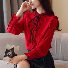 Женские топы и блузки, шифоновая блузка с длинным рукавом, рубашка, модная Осенняя женская блузка 2021, блузы, женские рубашки с длинным рукавом A541 2024 - купить недорого