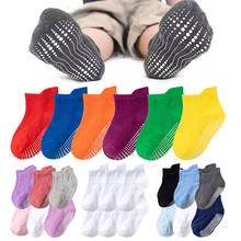 6 Pairs/lot 0 to 6 Yrs Cotton Children's Anti-slip Boat Socks For Boys Girl Low Cut Floor Kid Sock With Rubber Grips Four Season 2024 - купить недорого