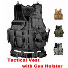 Airsoft Paintball Camouflage Molle Vest Men Military Tactical Vest Assault Shooting Hunting Plate Carrier with Gun Holster 2024 - buy cheap