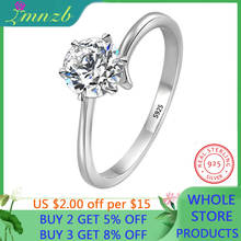 Anel de casamento 925 prata esterlina para mulheres lmnzb, conjunto de anéis para casamento, 6mm, 1 quilate, cz, diamante, lr404 2024 - compre barato