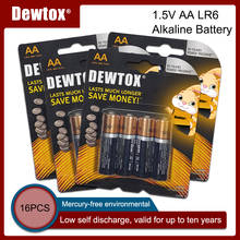 16PCS Original DEWTOX 1.5V AA Alkaline Battery LR6 For Electric toothbrush Toy Flashlight Mouse clock Dry Primary Battery 2024 - buy cheap