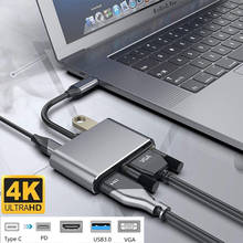 USB C 4k Type c to Adapter VGA USB3.0 HDMI-compatible Audio video Converter PD 87W Fast charger for Macbook pro Samsung s9 s10 2024 - купить недорого