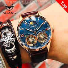 AILANG Marca original 2019 doble Tourbillon reloj masculino mecánico automático último diseño reloj doble volante para hombre reloj mecánico automático moda casual hombre de negocios Luminosa impermeable Reloj 2024 - compra barato