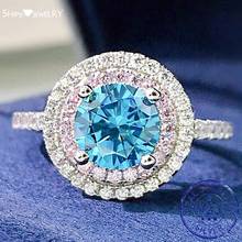 Женское кольцо с муассанитом Shipei, обручальное кольцо из серебра 100% пробы с круглым камнем, 925 2024 - купить недорого