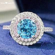 Shipei 100% 925 Sterling Silver Round Cut Created Moissanite Aquamarine Gemstone Engagement Romantic Women Rings Fine Jewelry 2024 - buy cheap