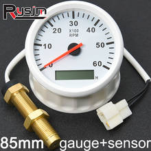 85mm Tachometer For Boat Motorcycle Electric Motor Gauge + Tacho Sensor With LCD Hourmeter 6000RPM  8000 RPM Meter rev counter 2024 - buy cheap