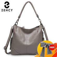 Zency 100% Genuine Leather Grey Handbag Fashion Lady Shoulder Bag With Tassel High Quality Crossbody Casual Hobos Purple Black 2024 - buy cheap
