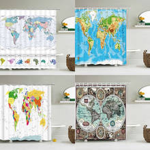 Waterproof World Map Bathroom Shower Curtain Bathroom Shower Curtain Super Long 180 * 200 cm 3D Shower Curtain Set 2024 - buy cheap