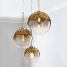 Скандинавское стекло подвесные светильники лампа для гостиной современный минималистичный прикроватный светильник для спальни шар градиентный стеклянный подвесной светильник для ресторана 2024 - купить недорого