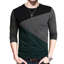 BROWON Casual T-shirts Men Long Sleeve Patchwork Design Streetwear Trend O-neck Plus Size Tshirt Mens Clothing M-5XL 2024 - buy cheap