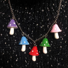 Cartoon Rainbow Mushroom Pendant Necklace For Women Resin Geometric Cute Funny Colorful Charm Cool Choker Necklace Jewelry Gifts 2024 - buy cheap