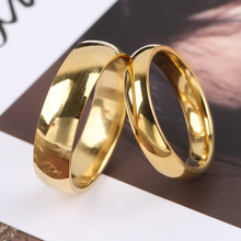 Anéis de aço inoxidável macios estilo simples e da moda, anéis clássicos de cor dourada para casais, mulheres e homens, joias para casamento e noivado 2024 - compre barato
