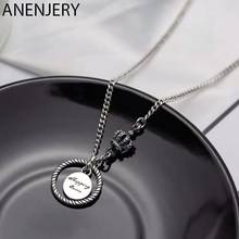 ANENJERY Silver Color Vintage Round Disc Letter Thai Silver Necklace Hollow Crown Charm Necklace For Women S-N519 2024 - buy cheap