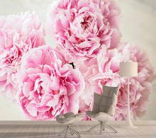 Custom Modern Pink Peony 3d Wallpaper Wallpapers for Living Room Wall Papers Home Decor Floral Vinyl Self Adhesive Murals Rolls 2024 - buy cheap