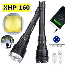 Lanterna super brilhante xhp160 tocha poderosa com lanterna usb recarregável led flash light 21700 bateria zoom lanterna tática de caça 2024 - compre barato