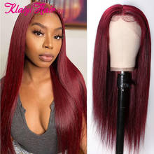 Klaiyi Brazilian Hair 13x4 Burgundy Lace Front Wig Straight Human Hair Lace Frontal Wigs For Women Remy Hair Wine Red Wig 2024 - buy cheap
