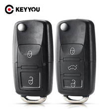 KEYYOU 2 button Folding Car Remote Key Flip Folding Key Shell Case For Volkswagen Vw Jetta Golf Passat Beetle Skoda Seat Polo B5 2024 - купить недорого