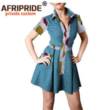 Платье женское джинсовое в африканском стиле, пикантное рваное офисное с принтом Анкары, с карманами, в стиле пэчворк, большие размеры, A2025011 2024 - купить недорого