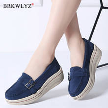 Autumn Women Flats Shoes Platform Sneakers Shoes Leather Suede Casual Shoes Slip On Flats Heels 2024 - buy cheap