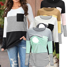 Fashion Pregnant Women Stiching Color Breastfeeding Nursing T Shirts Casual Loose Long Sleeve Tee Tops For Maternity 2024 - buy cheap
