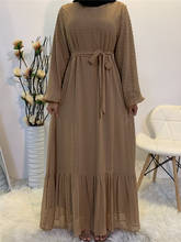 Eid 2021, Платье макси с помпонами, абайя, мусульманское женское Свободное платье с длинным рукавом, платье с полной подкладкой, мусульманская одежда, Дубай, Тюрк, скромный хиджаб, Халат 2024 - купить недорого