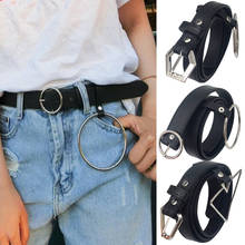 Cinturón de cintura de moda para mujer, anillo grande decorado, nuevo diseño, cinturones de hebilla de Metal plateado, correa de cuero PU para Jeans 2024 - compra barato