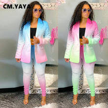 CM.YAYA Activewear Gradient Color Sweatsuit  Women's Set Blazers Pants Suit Office Lady Tracksuit Two Piece Set Fitness Outfit 2024 - buy cheap