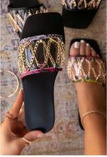 Zapatillas con cadena de Metal para mujer, calzado transparente con punta abierta, Sexy, de talla grande, para exteriores, novedad de verano 2021 2024 - compra barato