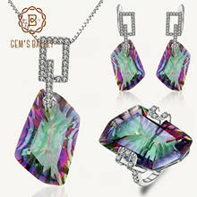 GEM'S BALLET Natural Irregular Rainbow Mystic Quartz Jewelry Sets 925 Sterling Silver Necklace Earrings Ring Set 2024 - buy cheap