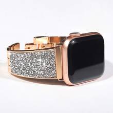 Correa de diamante para Apple Watch, pulsera de eslabones de acero inoxidable para Apple Watch de 38, 42, 40 y 44mm, serie iWatch 6 SE, 5, 4 y 3 2024 - compra barato