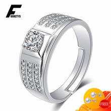 Luxury Men Ring 925 Silver Jewelry Inlaid Zircon Gemstone Open Finger Rings for Women Wedding Engagement Party Gift Accessories 2024 - buy cheap