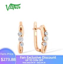 VISTOSO Pure 14K 585 Rose Gold Earrings For Women Sparkling Diamond  Lovely Wedding Engagement Anniversary Gift Fine Jewelry 2024 - buy cheap