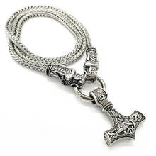 Nostalgia Thor Hammer Mjolnir Viking Amulet Odin Symbols Wolf Heads Talisman Mens Pendants Necklaces Dropshipping 2024 - buy cheap