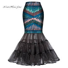 Long Skirts for Women Fashion Yarn Mermaid Skirt Dress Africa Bazin Riche Print Clothing Lady Women Skirt Plus Size WY4456 2024 - buy cheap