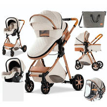 Carrinho de bebê 3 em 1, carrinho de bebê luxuoso alto paisagem, dobrável, infância, carrinho de bebê com presente, portátil, carrinho de bebê para viagem 2024 - compre barato