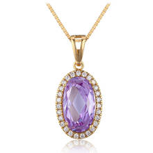 7Colours Available Big Large Oval CZ Accent Suspension Necklaces & Pendants Necklace Women Gold Color Chain Jewelry Collares 2024 - buy cheap